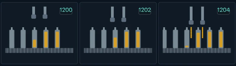 灌装线动效在三个时刻的画面