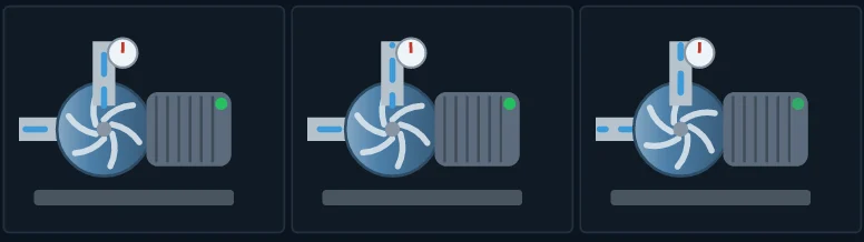 离心泵机组动效在三个时刻的画面